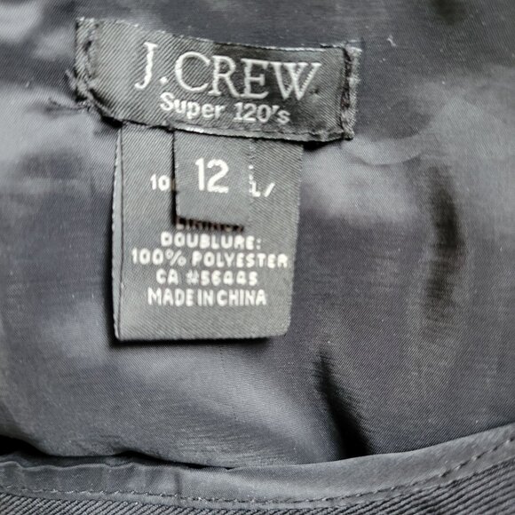 J. Crew Womens Black Button-Up Shirt Super 120s Wool Blend Size 12 - Picture 4 of 7